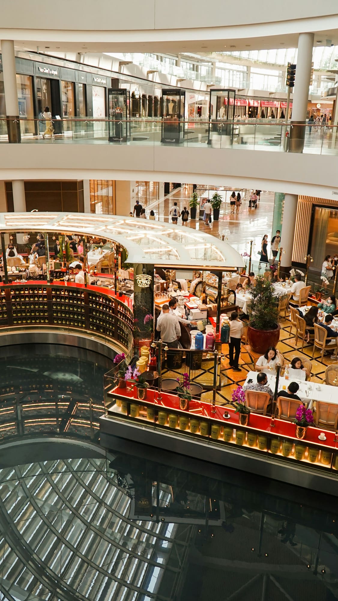 A tea salon inside a luxury shopping mall